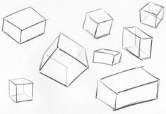 several different shapes and sizes of boxes on a white paper background, including the top one with no sides