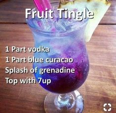 a purple drink with two straws in it and the words fruit single on top