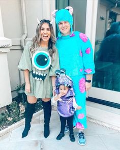 Disney Family Halloween Costumes, Monsters Inc Halloween Costumes, Disney Family Costumes, Monsters Inc Halloween, Family Halloween Costume Ideas, Family Themed Halloween Costumes, Family Halloween Costume, Themed Halloween Costumes