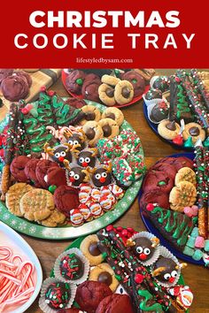 christmas cookie tray with cookies and candy on it