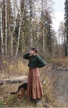 Garden Chic Outfit Style, Cottage Long Skirt, Autumn Farm Outfit, Farm Skirt Outfit, Farm Fashion Aesthetic, Nordic Style Clothes, Camping Skirt Outfits, Cozy Winter Dress Outfit, Boho Farm Outfit