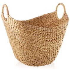 a woven basket is shown on a white background