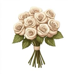 a bouquet of white roses with green leaves on a white background for your text or image