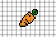 an orange carrot pixellated on a white background with black and yellow squares in the middle