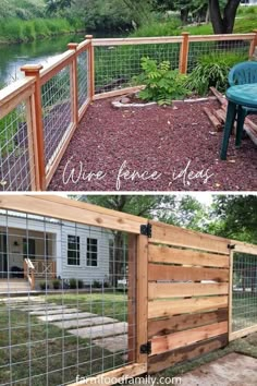 a fence that has been made out of wood and wire