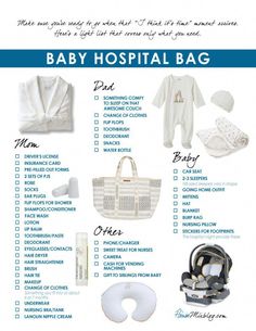 a baby hospital bag with its contents and instructions for it to be carried by someone