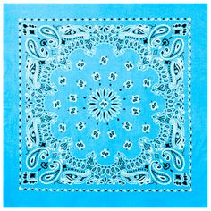 a blue bandanna with an intricate design on it