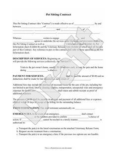 a printable service agreement for pets