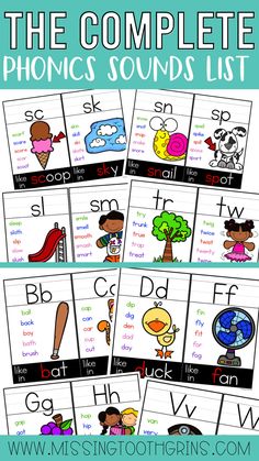 the complete phonics sounds list for kids to use with their own words and pictures