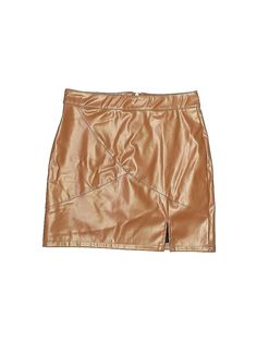 Assorted Brands Faux Leather Skirt Size: Medium Bottoms - used. 20% Polyester, 30% Cotton, 50% Polyurethane, Metallic | Faux Leather Skirt: Gold Metallic Bottoms - Size Medium