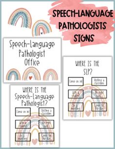 speech and language pathologist signs with rainbows