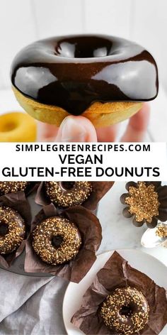 donuts frosted with chocolate glaze and crunchy almonds Vegan Clean, Delicious Gluten Free Recipes, Vegan Dessert