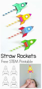 Straw Rockets, Straw Rocket, Rocket Craft, Fun Stem Activities, Camping Activities For Kids, Science Crafts, Space Activities, Diy Science