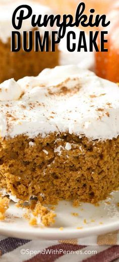 a slice of pumpkin dump cake on a plate