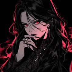 Vampire Girls, Vampire Art, Goth Art, Red Eyes, Dark Anime, Character Portraits, Anime Artwork, Dark Fantasy Art