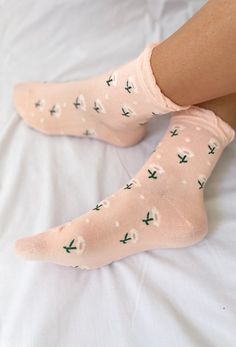 Full Bloom Socks In Pink Floral Playful Cotton Socks For Summer, Comfortable Cotton Socks For Spring, Trendy Cotton Socks For Spring, Comfortable Casual Spring Socks, Comfortable Casual Socks For Spring, Playful Pink Summer Socks, Cozy White Socks For Spring, Casual Cotton Summer Socks, Soft White Spring Socks