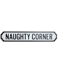 a black and white street sign that says naught corner