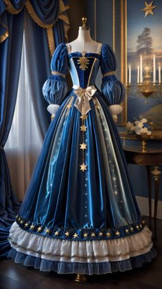 Short Royal Dress, Royal Dresses Princesses, Queen Dress Royal, Ball Gown Blue, Blue Princess Dress, Vestidos Anime, Fairytale Gown, Blue Quince, Gown Blue