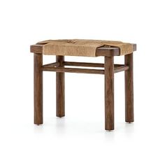 a small wooden table with two legs