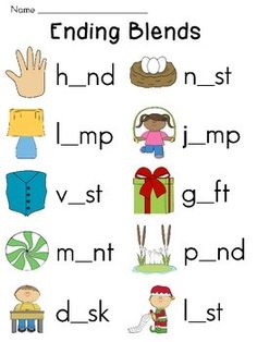 a worksheet for beginning blends with pictures