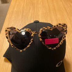 Questions? Leave A Comment Below! Casual Heart-shaped Sunglasses With Heart Print, Casual Heart Print Sunglasses For Beach, Casual Beach Sunglasses With Heart Print, Betsey Johnson Sunglasses, Leopard Sunglasses, Large Sunglasses, Big Sunglasses, Pink Cheetah, Black Cat Eyes