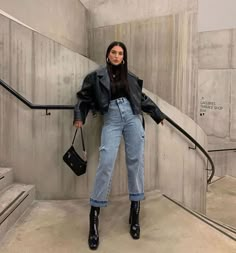 Cropped Biker Jacket, Instagram Dress, Mode Inspiration, Winter Fashion Outfits, Looks Vintage, Fall Winter Fashion, Insta Inspo, Outfits Casuales, Dress Code