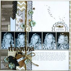 a scrapbook page with photos and words on it