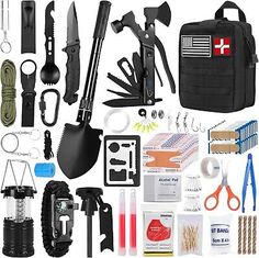 an assortment of tools and supplies are shown in this image