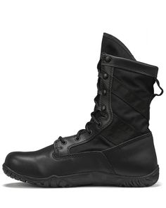 Full-grain leather. 8" lace-up shaft. Round toe. Fabric lining. Cushioned footbed. Oil- and slip-resisting rubber outsole. Minimalist Boots, Combat Boots Men, Old Boots, Black Combat Boots, Mens Cowboy, Minimalist Shoes, Mens Cowboy Boots