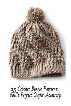 25 Crochet Beanie Patterns: Fall's Perfect Outfit Accessory Crocheting Beanies, Beanie Styles, Crochet Hat Ideas, Brown Crochet, Crochet Hats Free Pattern