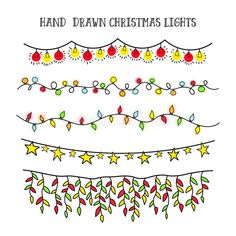 hand drawn christmas lights and garlands