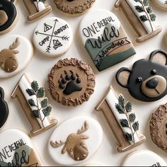 there are many decorated cookies with animals on them and the words onederful winter