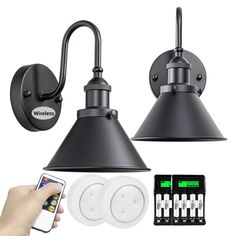 an image of two light fixtures with remote control