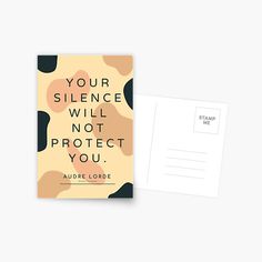 a postcard with the quote your science will not protect you on it, and an envelope