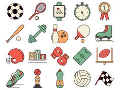 a collection of various sports related items