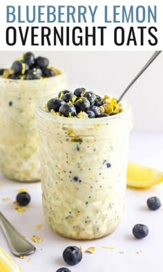 blueberry lemon overnight oats in a mason jar