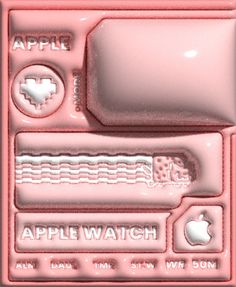 an apple watch is shown in this pink plastic case with buttons and symbols on it