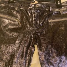 Black Metallic Biker Style Jeans With Zipper Detail On The Legs. New With Tags. Never Been Worn! Leopard Jeans, Metallic Jeans, Pink Jeans, Style Jeans, Black Denim Jeans, Dark Jeans, Grey Jeans, Biker Style, Mid Rise Jeans