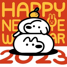 two snowmen with the words happy new year on them