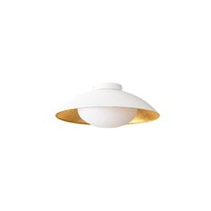 a white and gold ceiling light against a white background