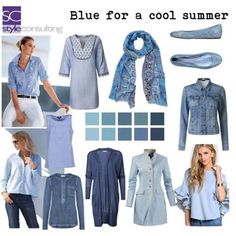 blue for a cool summer look from the ssc catalog, featuring jeans and jackets