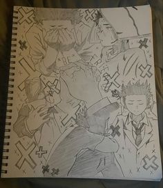 a drawing of some people in suits and ties on a sheet of paper with the same design