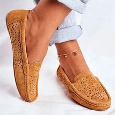 This slip-on loafer features a unique cut-out details with a flexible sole and faux suede finish. Pair with jeans, pants, shorts or skirts. Comes in three fabulous colors from which to choose.