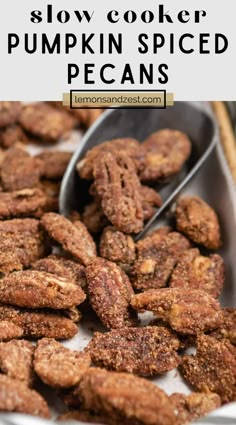 the best slow cooker pumpkin spiced pecans recipe is so easy to make