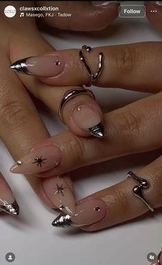 Chrome Y2k Nails, Dark Fairy Nails, Nail Art Gel, Eye Nails, Spring Nail Designs, Grunge Nails, Work Nails, Y2k Nails, Blush Nails