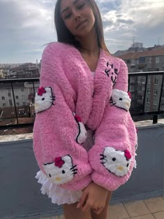 Hello Kitty Crochet Crop Top, Hello Kitty Outfits, Clothes Hello Kitty, Hello Kitty Cardigan, Hello Kitty Sweater, Kitty Sweater, Kawaii Kitty, Kitty Clothes, Hello Kitty Clothes