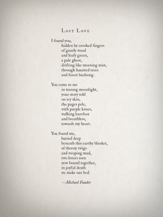 a poem written in black and white on a sheet of paper with the words lost love