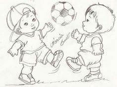 two children are playing with a soccer ball