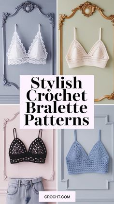 Craft a fashionable and cozy bralette with these free crochet patterns. Perfect for adding a personal touch to your style! Crochet Bra Pattern Free Easy, Crochet Bra Top Pattern Free, Bralette Crochet Pattern Free, Adding Crochet To Clothes, Crochet Clothes Patterns Free Summer, Crochet Bra Cup Pattern Free, Crochet Bra Pattern Free, Crochet Lingerie Pattern Free, Bra Crochet Pattern