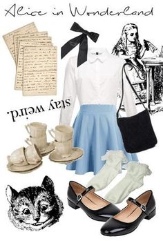 (2) Queue | Tumblr Alice Outfit, Outfit Ideas For High School, Disney Princess Inspired Outfits, Alice In Wonderland Outfit, Disney Character Outfits, Disney Bound Outfits Casual, Princess Inspired Outfits, Alice Costume, Disney Princess Outfits